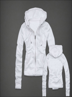 Women hoodie white zip style